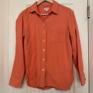 Bright Coral J.Crew Factory Double-gauze button-up shirt